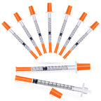 Insulin Syringe with Needle, 30G 5/16"(8mm) 0.5cc Inch, Individually Wrapped, Pack of 100