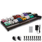 Guitar Pedal Board with Built-in Power Supply 24x1.9x12.5" 3.6LB Pedalboard, Aluminium Alloy Isolated Power Supply Power Pedal with Cable,Charger,40 * 1.2 Inch Self Adhesive Hook Loop Tape Cable Ties