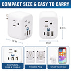 Cruise Approved Power Strip Foldable, Non Surge Protector Travel Power Strip, Multi Plug, 6 Outlets, 2 USB-A, 1 USB-C, & 3 AC Outlet for Carnival, Celebrity, Princess, & Major Lines in 2026 & 2027