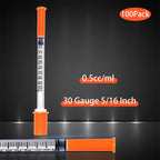 0.5 ml/cc Syringe 30G 5/16 Inch, U-100 Scientific Lab Supplies, Individual Wrapped, 100 Pack