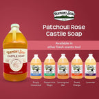 Vermont Castile Soap Patchouli Rose, Gentle Liquid Soap for Sensitive Skin & Natural Body Wash, Organic Hair Shampoo for Oily Hair, Aloe Castile Soap for Men & Women - 64 Oz