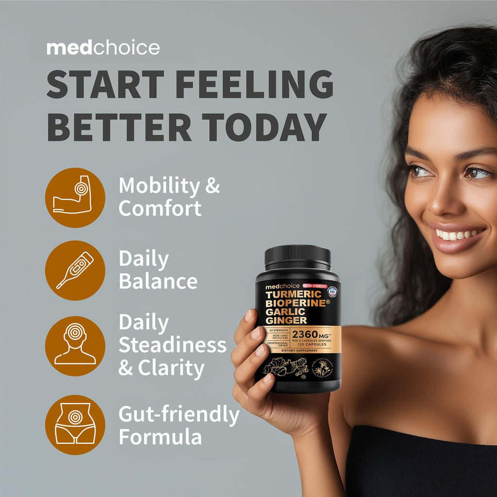 Extra Strength Turmeric Capsules - High-Absorption 2360 mg Curcumin Supplements, Non-GMO Blend for Digestive Comfort & Daily Support - Organic Turmeric Supplement with Black Pepper (120ct, Pack of 1)