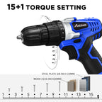 AVID POWER 20V Cordless Drill Set for Home DIY & Beginner Projects - Lightweight Power Drill with Battery Charger & 22 Bits, Variable Speed, 3/8" Keyless Chuck, Ideal for Furniture Assembly (Blue)