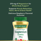 Nature's Bounty Magnesium Citrate Gummies for Adults, Supports General Health, Bone, Nerve, Muscle & Heart Health Support, 270mg per Serving, Vegan, Non-GMO - Raspberry 90 Count