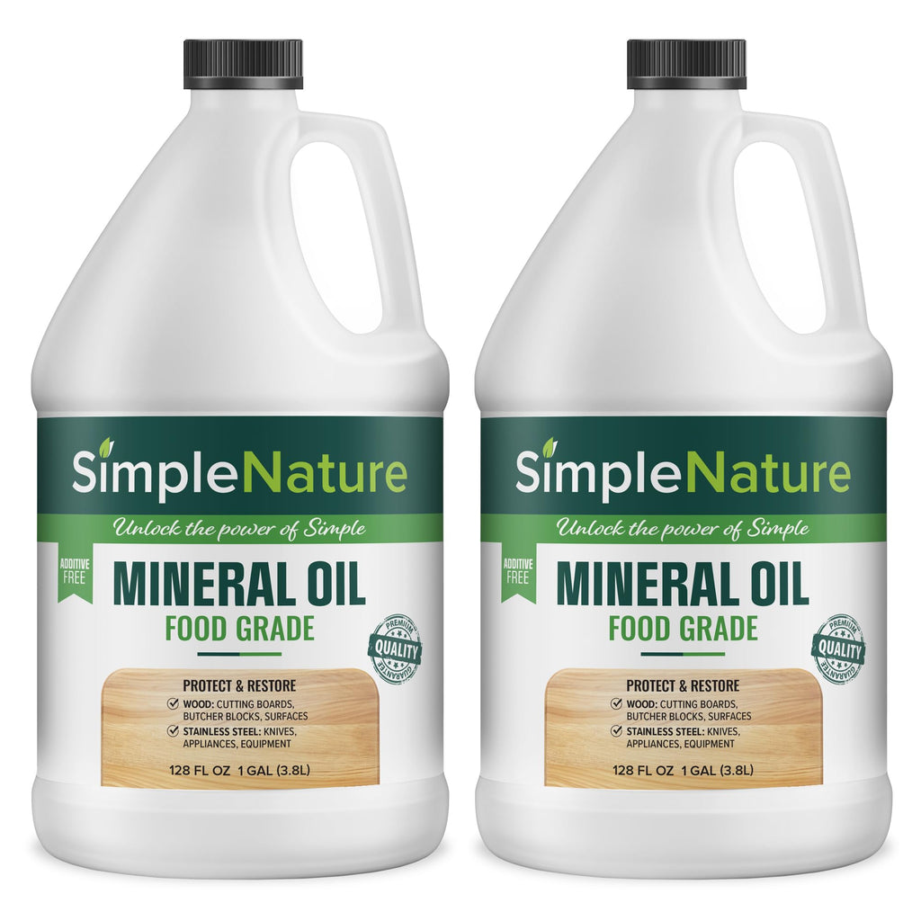 SimpleNature Food Grade Mineral Oil - for Moisturizing, Lubricating, Restoring & Protecting Wood, Cutting Boards, Butcher Block, Countertops, and Stainless Steel (2 Gallons)