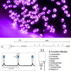 HOME LIGHTING 66ft Halloween Decorative Mini Lights, 200 LED Green Wire Fairy Starry String Lights Plug in, 8 Lighting Modes, for Indoor Outdoor Xmas Tree Wedding Party Decoration (Purple)