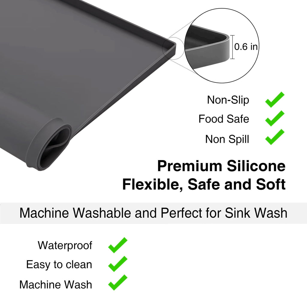 2 PACKS SEIRI Washer and Dryer Topper, 26" x 26" Silicone Dryer Top Protector Mats for Flat Top Surface Cover and Front Load Washing Machine Non-Slip Waterproof Laundry Topper Mat Large (Light Gray)