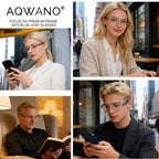 AQWANO Rimless Reading Glasses for Women Men, Clear Frame Readers Computer Blue Light Blocking Anti Glare Filter Lightweight,2.0