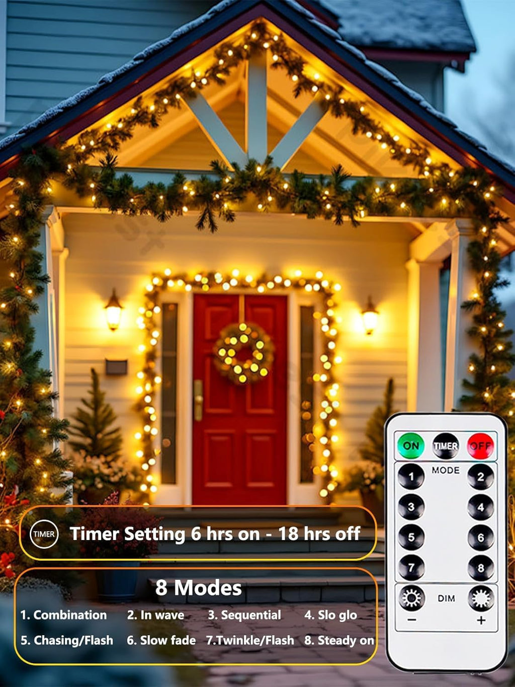 2 Pack 50 LED Fairy Lights Battery Operated with Remote, 16FT Waterproof Twinkle Lights with Timer & 8 Modes, Fairy String Lights Outdoor Indoor for Bedroom Classroom DIY Christmas Decor (Warm White)