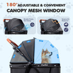Dog Stroller for Large & Medium Dogs (20–132 lbs), Pet Stroller for 2 Small Dogs, Cat Strollers for 2 Cats, Extra Large Heavy Duty, Foldable & Fully Ventilated Design, Black