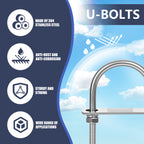 SRZTXU 8 Sets M8 U-Bolts,u-Bolts 2" (50mm) Wide,304 Stainless Steel u-Bolts,with Nuts,Bolt Plate and washers (8, M8 x 50mm x 100mm)