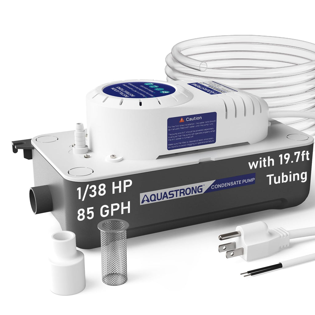 Aquastrong HVAC Condensate Pump, 115V/230V, Automatic Safety Switch, AC Condensate Removal for Air Conditioner, Furnace, Dehumidifier, 3.3' Power Cord, White
