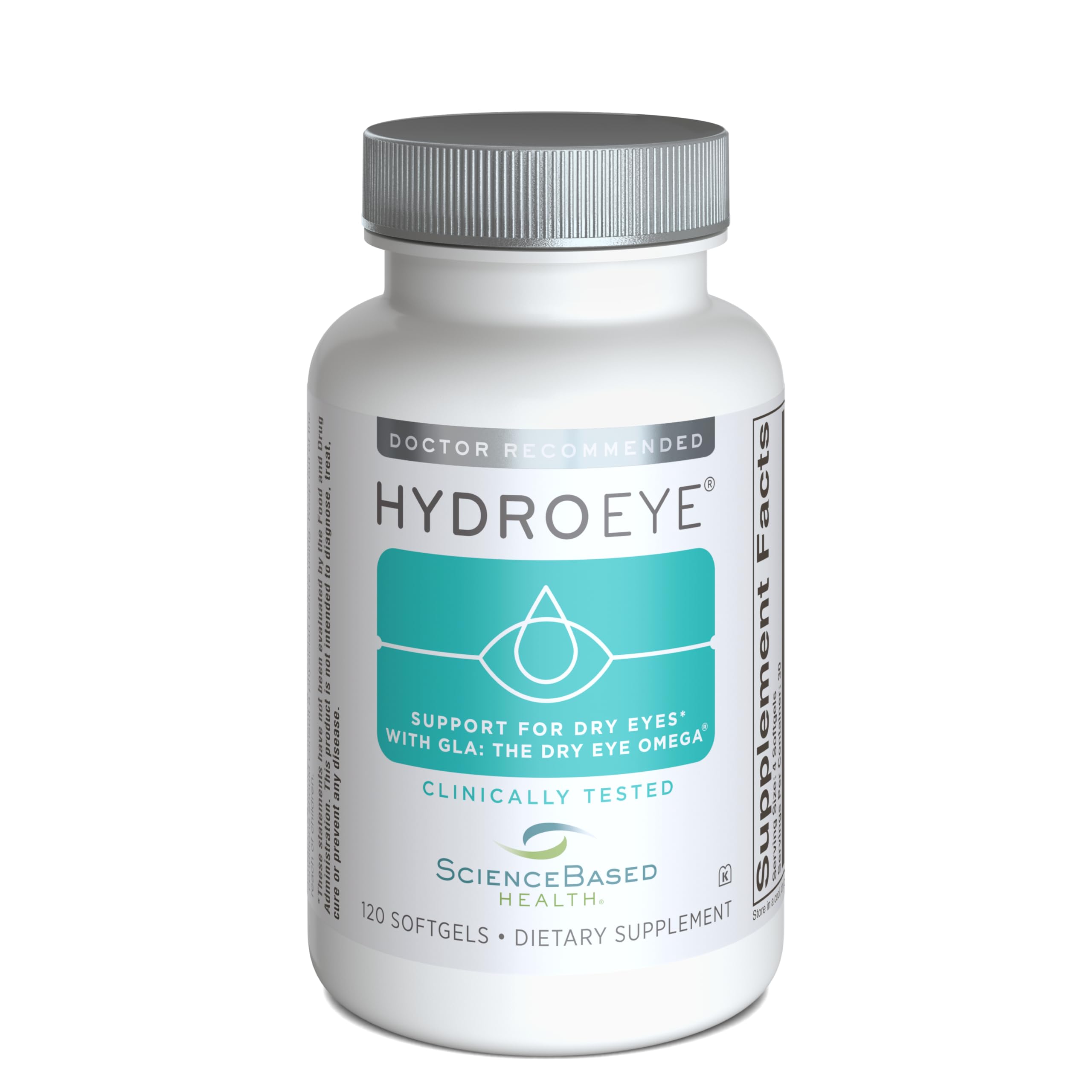 ScienceBased Health HydroEye Dry Eye Supplement – Clinically Tested with GLA & Omega-3 – Supports a Healthy Tear Film for Lasting Eye Comfort – 120 Softgels