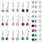 Multicolor Crystal Dangle Studs Earrings Set for Women 925 Silver Hypoallergenic Dangle Earrings Leverback Drop Earring Fashion Cubic Zirconia Leverback Stud Earring Sets Trendy Cubic Zirconia Jewelry Gifts for Women