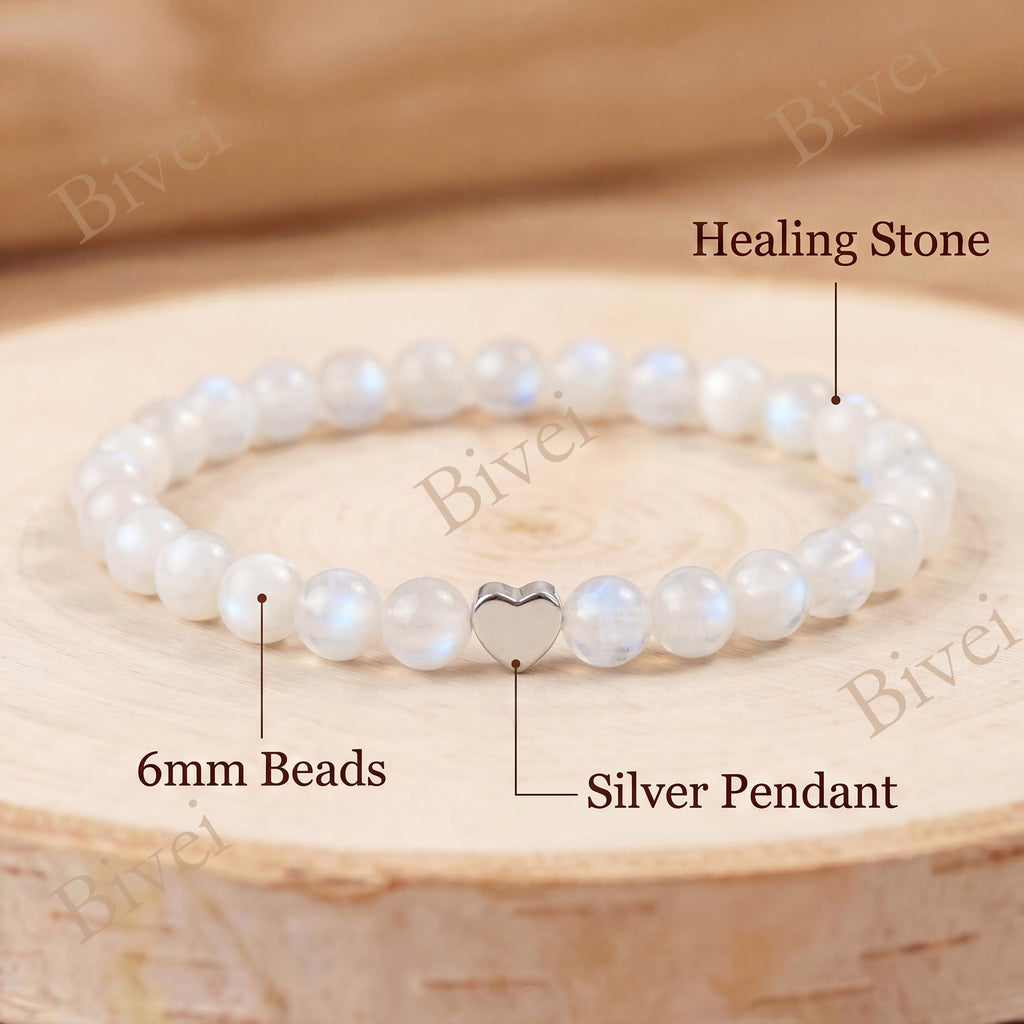 Bivei Moonstone Crystal Stretch 6mm Bracelets for Women