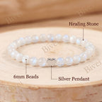 Bivei Moonstone Crystal Stretch 6mm Bracelets for Women