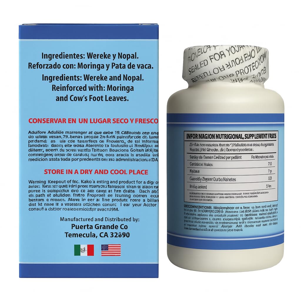 Wereke & Nopal Capsules – 60 Count (1000 mg Each) – Natural Herbal Supplement – Traditional Mexican Blend – Supports Overall Wellness & Balance – by Lo + Natural