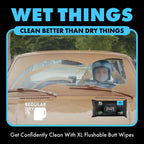 DUDE Wipes - Flushable Wipes Travel Package, Extra Large - Unscented - with Vitamin E & Aloe - Septic and Sewer Safe, 18 Count (Pack of 72)