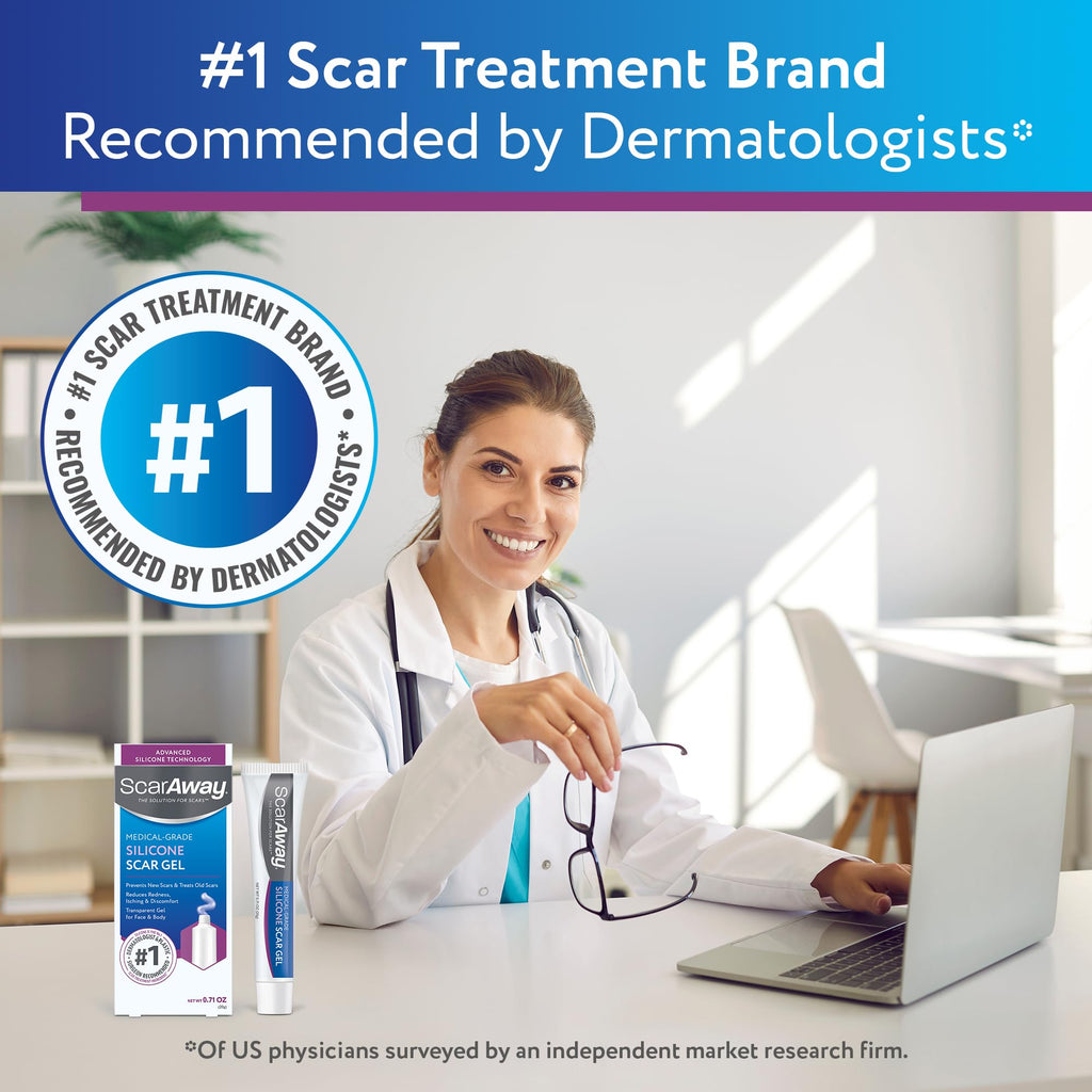ScarAway Silicone Scar Gel, Helps Improve Size, Color & Texture of Hypertrophic & Keloid Scars from Injury, Burns & Surgery, Water Resistant, 10g (0.35 Oz)