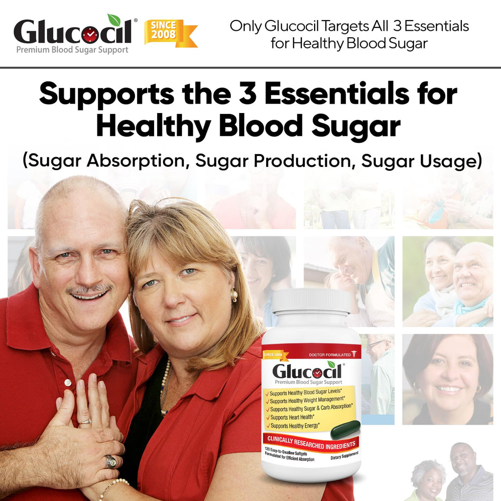 Glucocil – Softgels - Premium Blood Sugar Support - New Clinical Study Published March 2026-3 Million Bottles Sold - Supports the 3 Essentials for Healthy Blood Sugar - Since 2008, 3-Pack