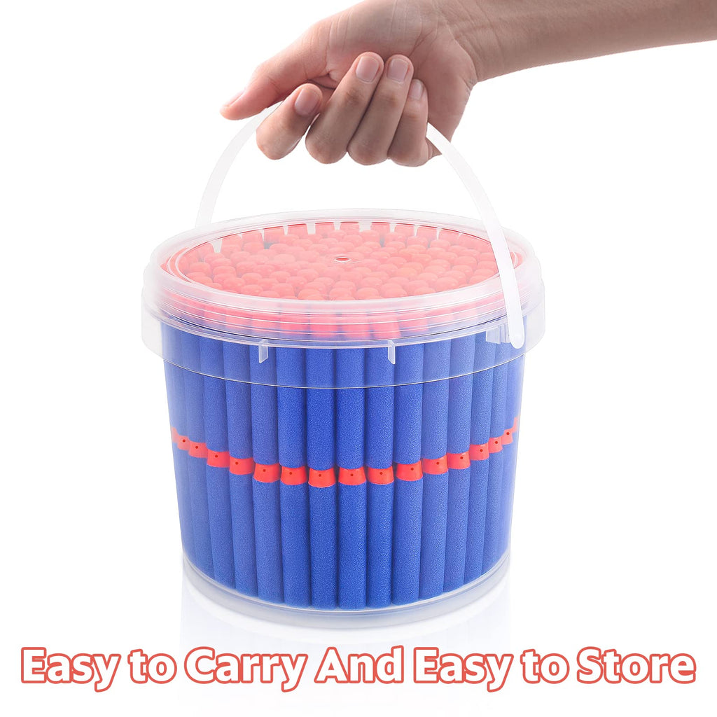 Pokiiulk Refill Darts Bullets Compatible with Nerf Guns N-Strike Elite Series, 300PCS Refill Darts Premium Foam Bullets Pack with Portable Storage Bucket