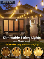 SEVSONSNZZ 100FT Outdoor String Lights with Remote & Dimmer, Waterproof Patio Lights Commercial Grade ST38 LED - Shatterproof Edison Bulbs, Vintage Hanging Lighting for Backyard Garden Party