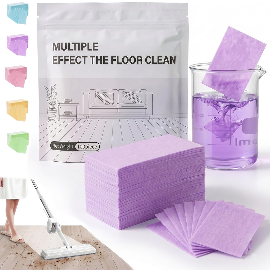 SundownAura Multi-Surface Floor Cleaner Tablet, Multi-Effect Floor Cleaning Sheets Wood Cleaner Tablets for Mopping Luxury Vinyl Plank Wood Flooring Deep Cleans (Lavender Scent, 60PCS)