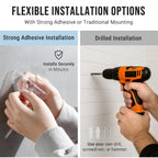 G-Promise Metal Handheld Shower Head Holder, Adjustable Wall Mount Shower Wand Bracket, Strong Adhesive Disc Mount or Drill Installation (Square, Chrome)