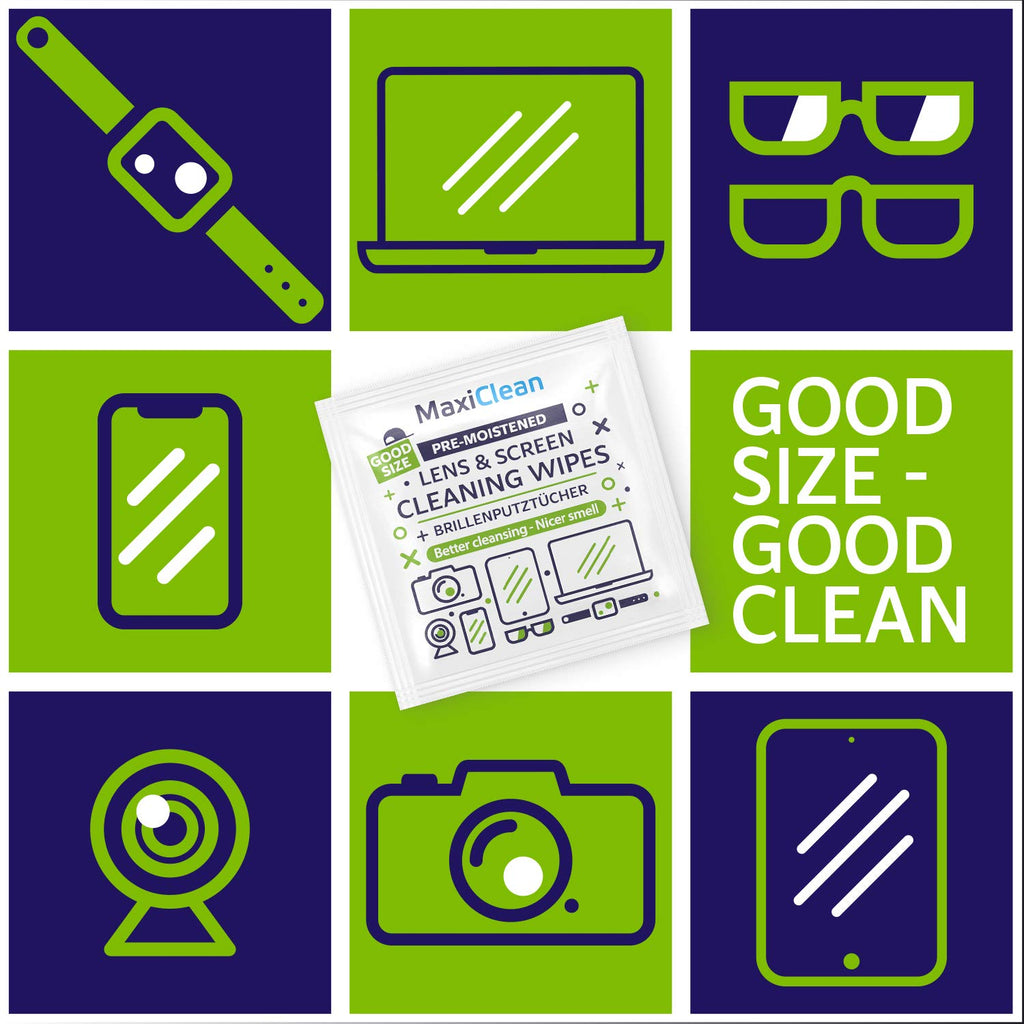 MAXI CLEAN 440 Pack Lens Wipes for Eyeglasses Pre-Moistened, Individually Wrapped Streak-Free Cleaning for Glasses & Laptop Screens, Glasses Cleaner Wipe Bulk 5.5 x 4.7 Inch, Sunglasses & Phone Wipe