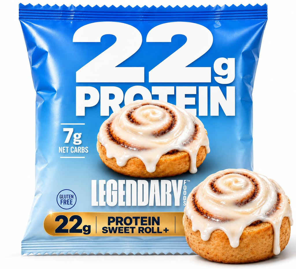 Legendary Foods Cinnamon Roll 22g Protein Bars – Gluten-Free, Low Carb Meal Option – Sweet Zero Sugar Snack, Keto-Friendly – 10-Pack High Protein Pre- or Post-Workout Nutrition Bars