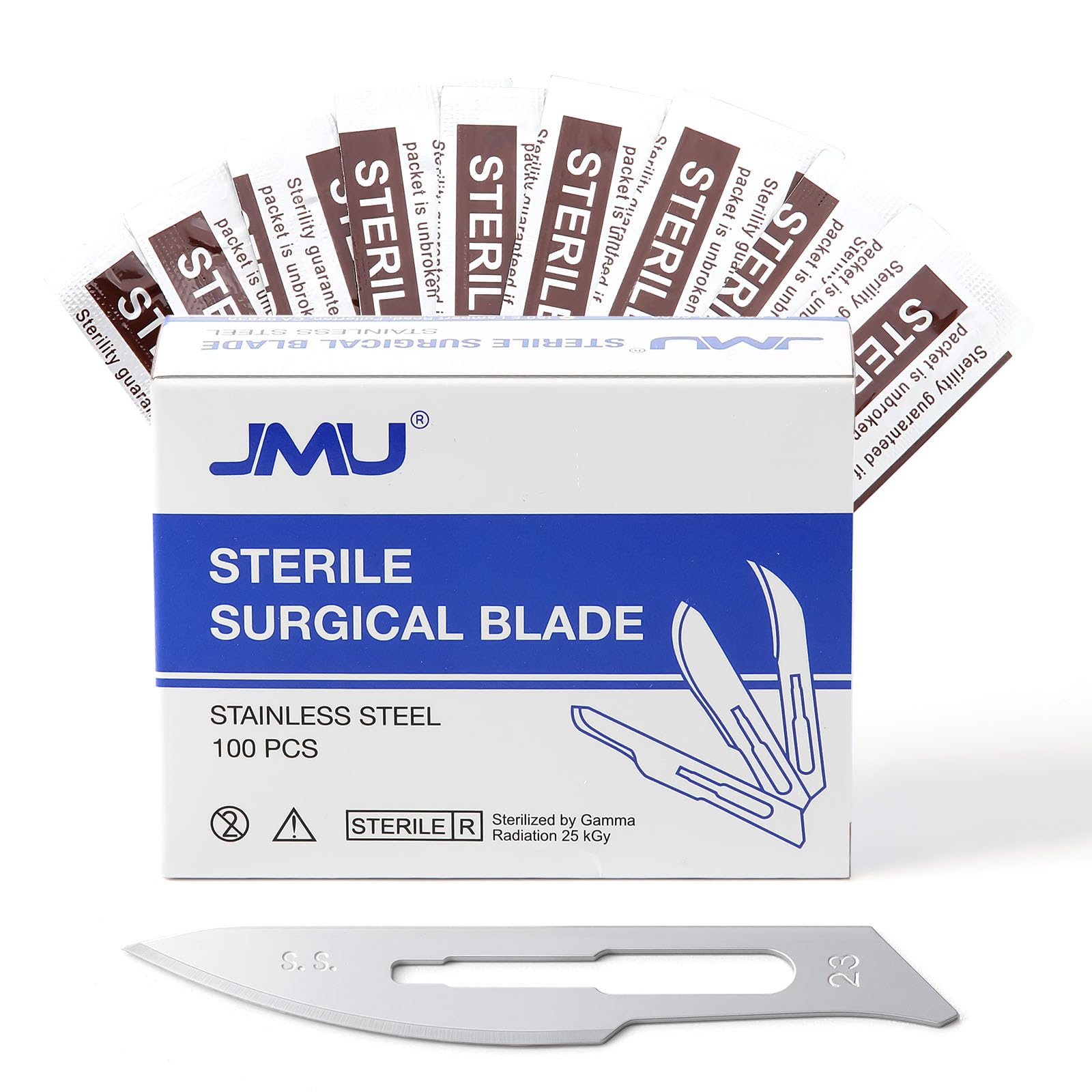 JMU 100pcs Disposable Sterile Surgical Scalpel Blades #23