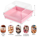 ZORRITA 7 x 7 x 4 Inches Paper Cake Boxes with Clear Lids, 40 Pack Disposable Charcuterie Boxes Square Food Containers for 4-6 Inch Cake, Dessert, Pie, Cupcake, Bakery (Pink)