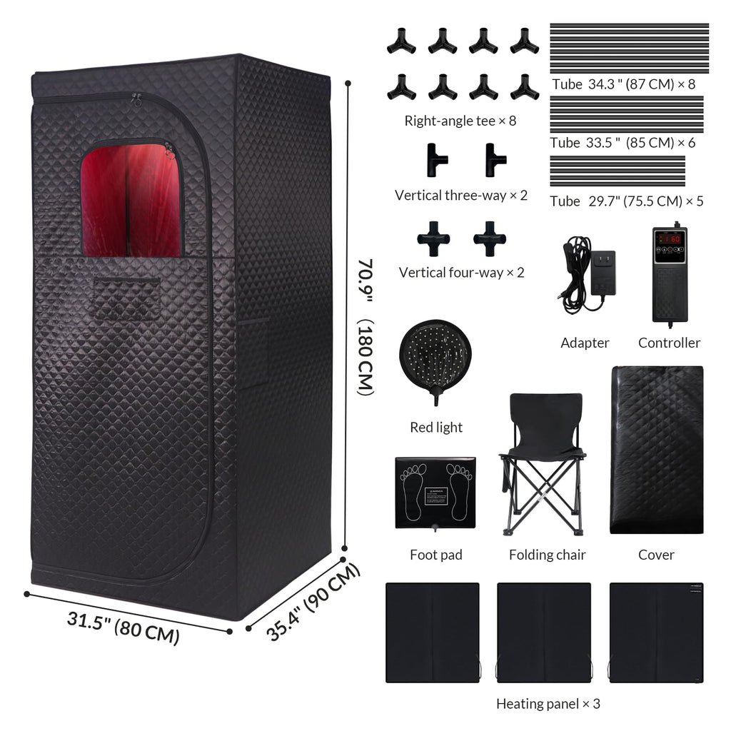 Veloqore Dry Infrared Sauna, Saunas Box with Red Light Therapy for Relaxation, Detox and Muscle Relief, 9 Levels Up to 140°F Personal Indoor Saunas Tent, Portable Sauna for Home, Bedroom, Living Room