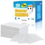 100PCS Eraser Sheets, Magic Cleaning Sponge Reusable, Thin Nano Dish Sponge Cleaner Pads Eraser Wipes for Kitchen Shoe Furniture Bathroom Shower Sink Hard-to-Reach Places