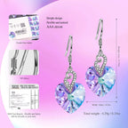 Kate Lynn Angel Wings 925 Sterling Silver Heart Dangle Earrings for Women