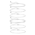 MBW Silver Bracelets for Women Trendy, Dainty 14K Silver Plated Cuban Link Chain Pearl Bracelet Silver Stackable Bracelet Stack Waterproof Tiny Cute Bracelet Set Layering Bracelet Minimalist Jewelry