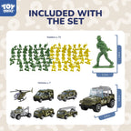 TOY Life Army Men Action Figures Toys Plastic, Toy Soldiers for Boys with Helicopter, Green Military Playset