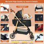 MILA&LOUIS Dog Stroller, 24" Pet Cradle, Lightweight & Stylish Pet Stroller for Small and Medium Pets, 33 Lbs Capacity with Cup Holder, Hook, Detachable Aluminum Cradle (Black)
