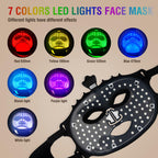 ANGAUSS 7 Color Red Light Therapy Mask, Wireless LED Face Mask Light Therapy with Eye Protection Cushion, Lightweight Soft Silicone Red Light Therapy for Face for Wrinkle Reduction Anti Aging