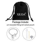 XIUDA Heart Urn Bracelet for Ashes Stainless Steel Memorial Jewelry Cremation Bracelet Locket Holder Bangle Link Chain for Women Men