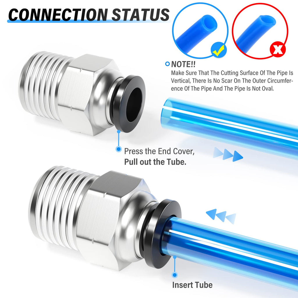 TAILONZ PNEUMATIC Elbow and Straight Combination 3/8 Inch Tube OD x 1/4 Inch NPT Thread Push to Connect Fittings PC-3/8-N2+PL-3/8-N2(Pack of 12)
