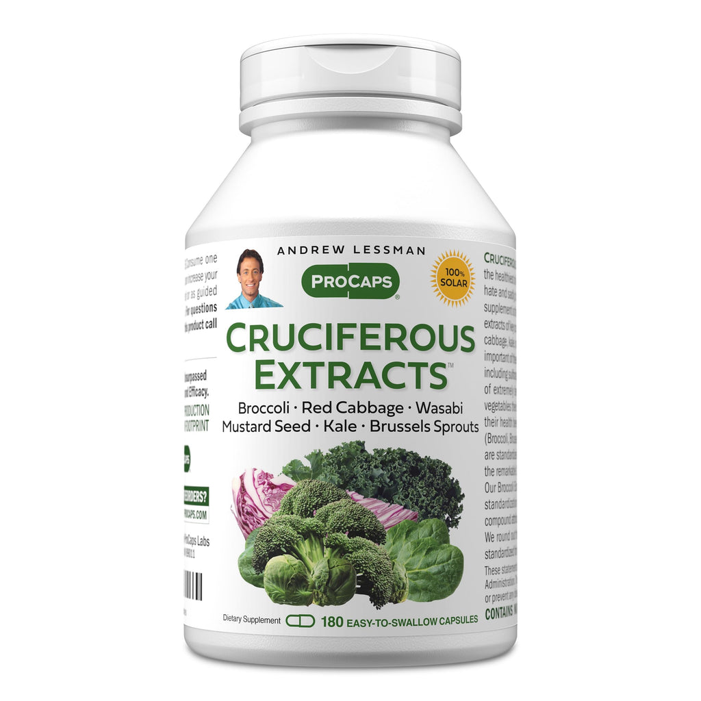 ANDREW LESSMAN Cruciferous Extracts 180 Capsules - High Levels of Glucosinolates and Sulforaphane from Broccoli, Red Cabbage, Mustard Seed, Wasabi, Brussels Sprouts and Kale Extracts, No Additives