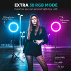 Weilisi 10" Ring Light with Stand 72'' Tall & Phone Holder,38 Color Modes Selfie Light with Tripod Stand,Stepless Dimmable/Speed LED Ring Light for iPhone & Android,YouTube, Makeup,TIK Tok