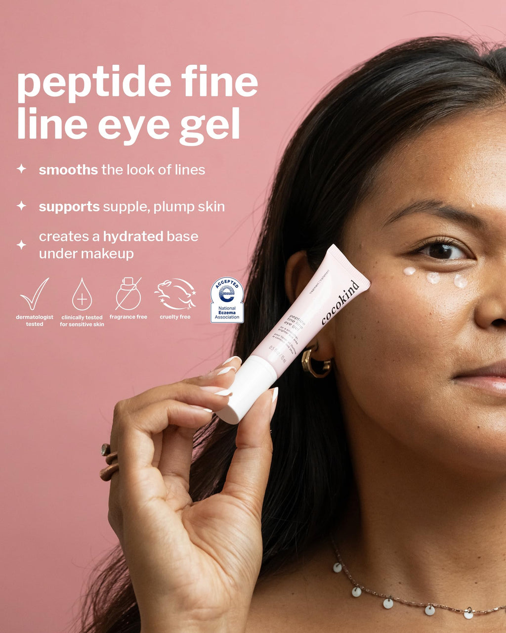 Cocokind Peptide Eye Gel, Lightweight and Hydrating Fine Line Treatment to Reduce Wrinkles, Made for Sensitive Skin, Fragrance Free, Cruelty Free, Vegan, .5oz