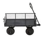HEAHOLD Heavy Duty Garden Wagon Cart – 880 LBS Steel Utility Cart with All-Terrain 3.50-4" Solid Wheels, 10" Tires, 180° Rotating Handle, Removable Sides, Laser-Welded Frame