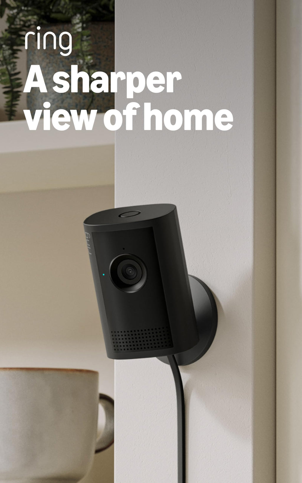 Ring Indoor Cam 2K, Retinal 2K for crisp video, 6x Enhanced Zoom, Night Vision, Home and business security, Black
