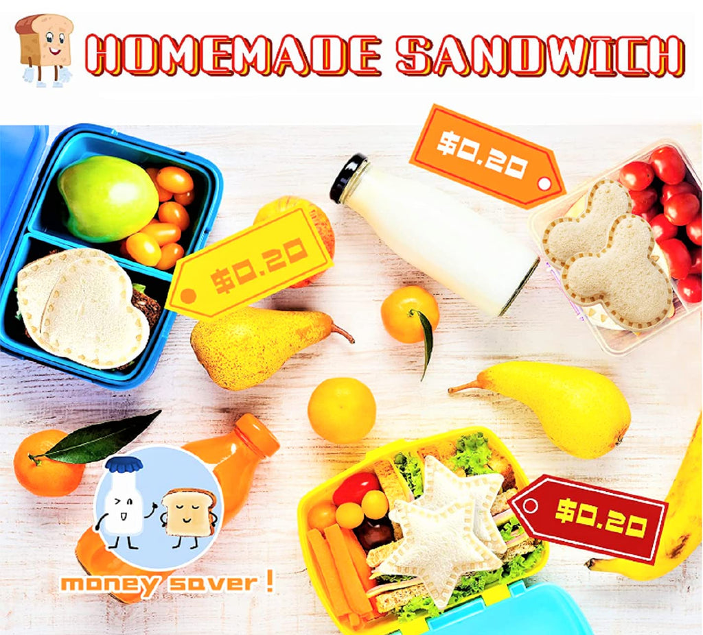 Sandwich Cutters for Kids Lunch, Uncrustable Maker, Sandwich Cutter and Sealer, Uncrustable Sandwich Cutter, Decruster Crustless Sandwich Maker, Bread Food Cookie Cutters for Lunch Box & Bento Box