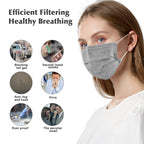 Wecolor 100 Pcs Gray Disposable 3 Ply Earloop Face Masks,Fit for Adults