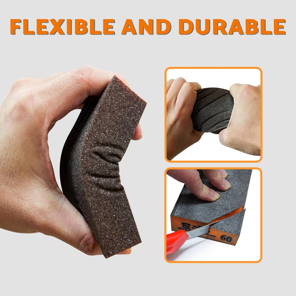 S&F STEAD & FAST Sanding Sponge 60 80 120 180 220 320 Grit 6 Pc, Tack Cloth