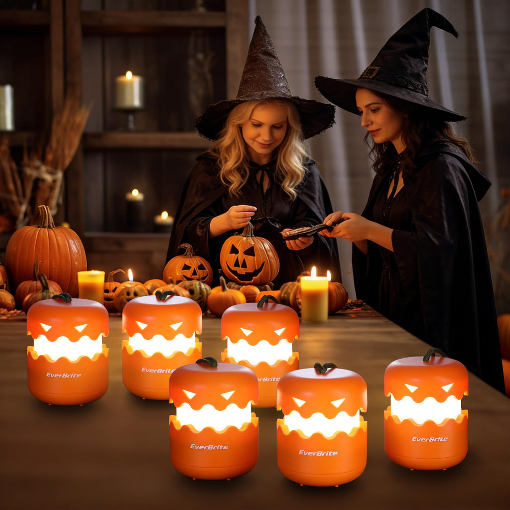 EverBrite 6-Pack Halloween Pumpkin Lantern, Collapsible Jack O Lantern